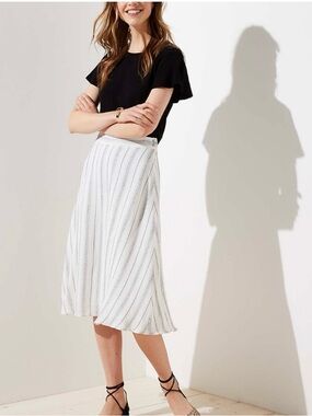 Loft Striped Midi Skirt